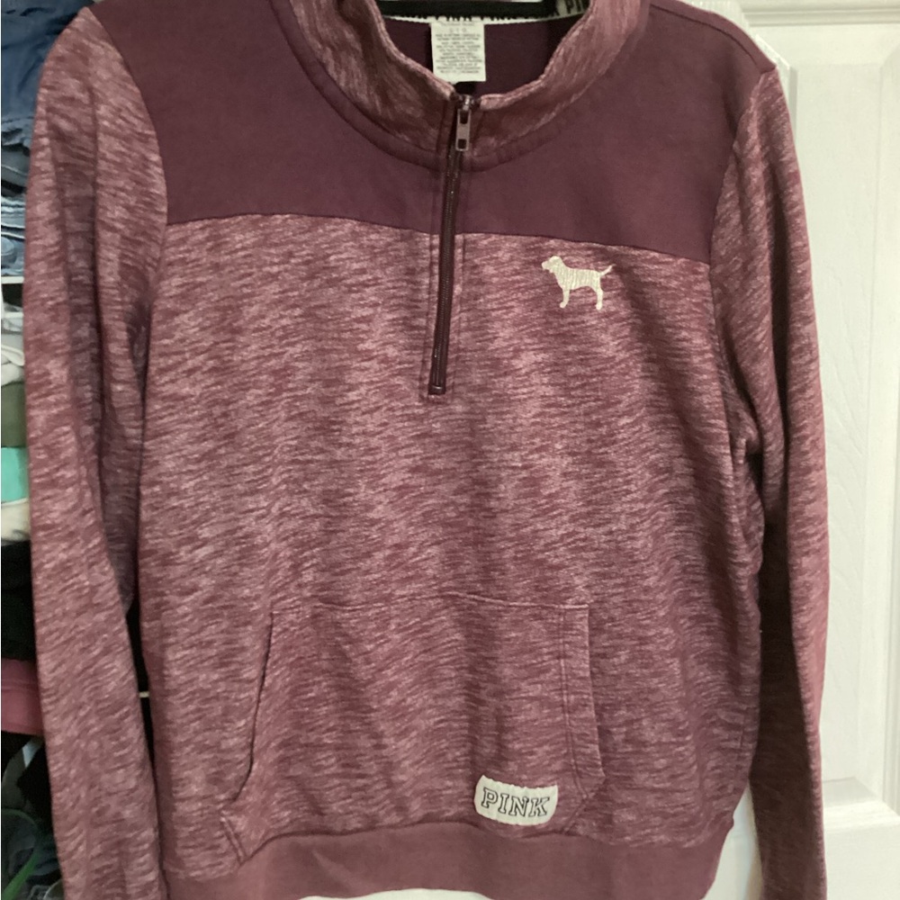 PINK Victoria's Secret Maroon Half-Zip Pullover Sweatshirt